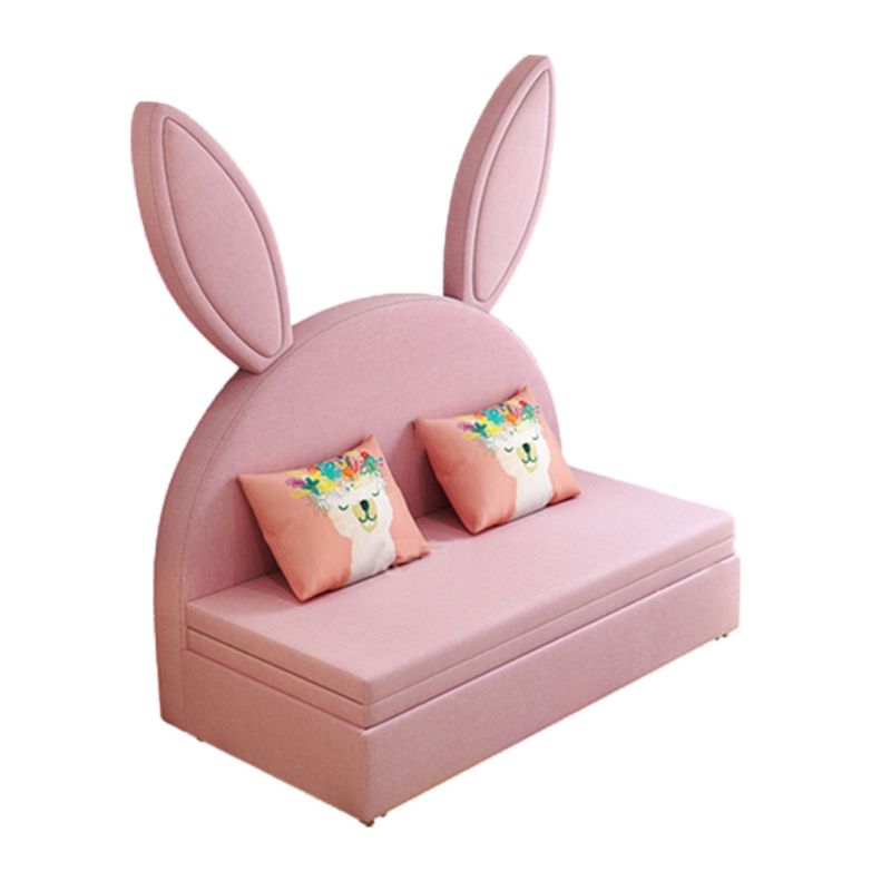 Modern Pink Rabbit Daybed Upholstered Platform Bed with Mattress