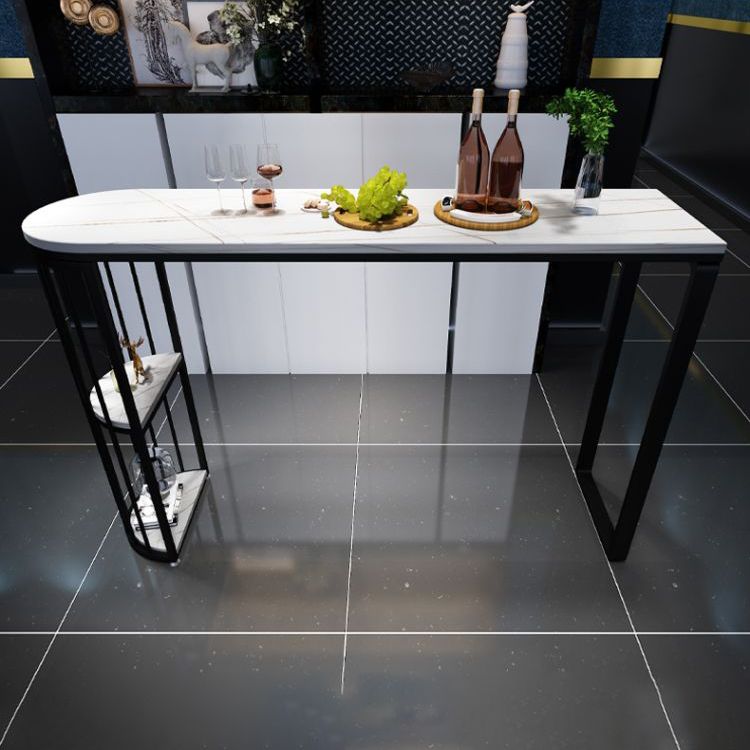 Modern Stone Bar Dining Table Ellipse Bar Table for Small Places