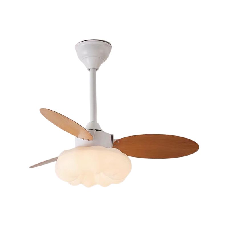 Kids Style LED Ceiling Fan in White Metal and Acrylic Ceiling Fan Fixture