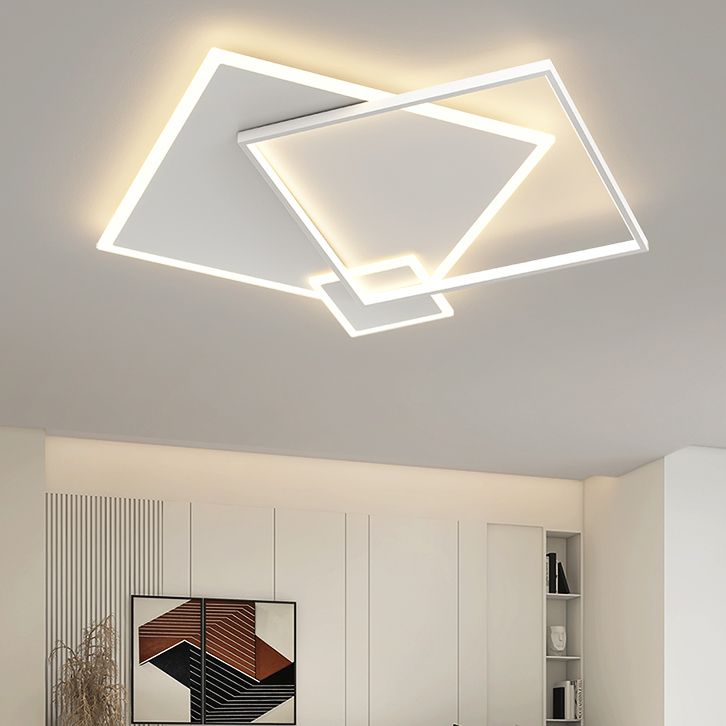 Square 3 - Light LED Ceiling Mount in Matte White Iron and Acrylic Flush