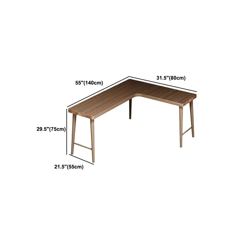 Contemporary Solid Wood Writing Desk 30" Height L-Shape Office Desk