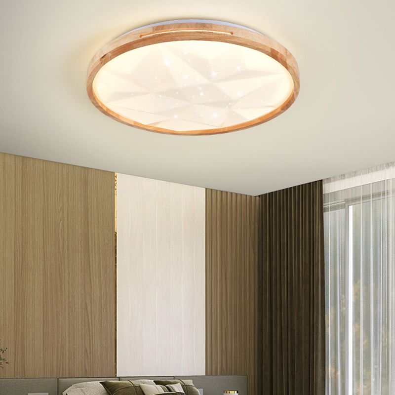 Modern Wooden Flush Mount Lamp Acrylic Shade Led Flush Mount for Bedroom