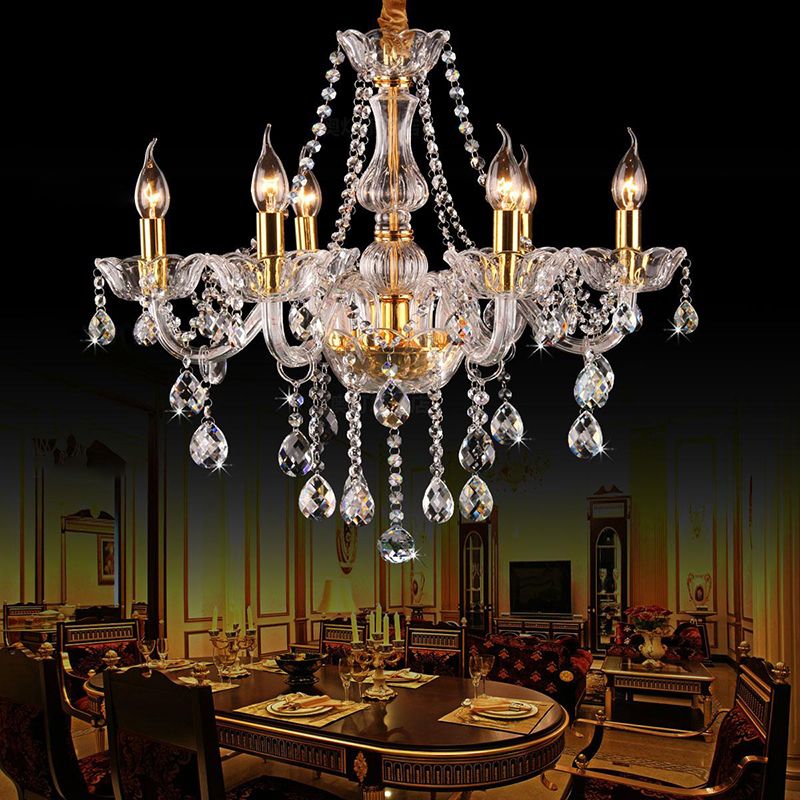 K9 Crystal Victorian Drop Lamp Candelabra Chandelier Lighting Fixtures for Bedroom