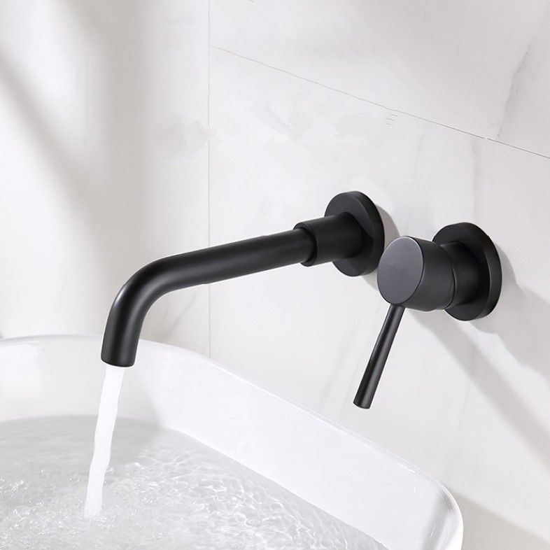 Wall Mounted Bathroom Faucet Swivel Spout Low Arc 2 Hole Faucets