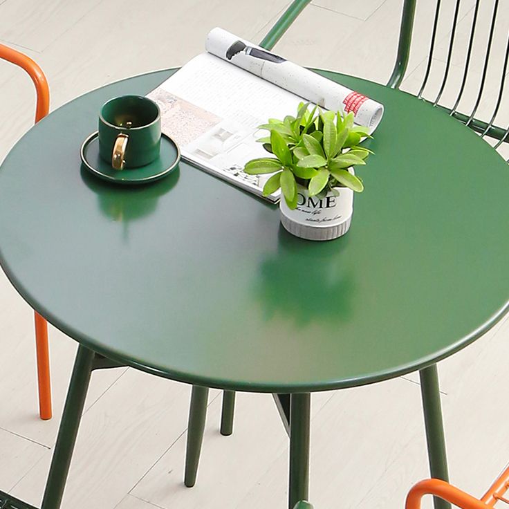 Metal Green Industrial End Table Water Resistant Iron Side Table