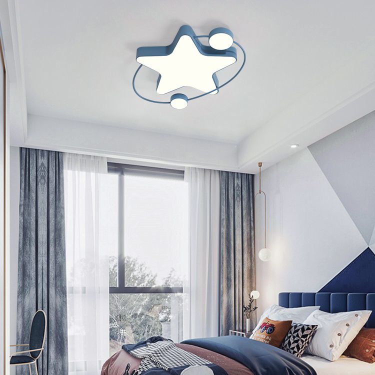 Star 3 - Light LED Ceiling Flush Mount Metal and Acrylic Flush in Black / Blue / Pink