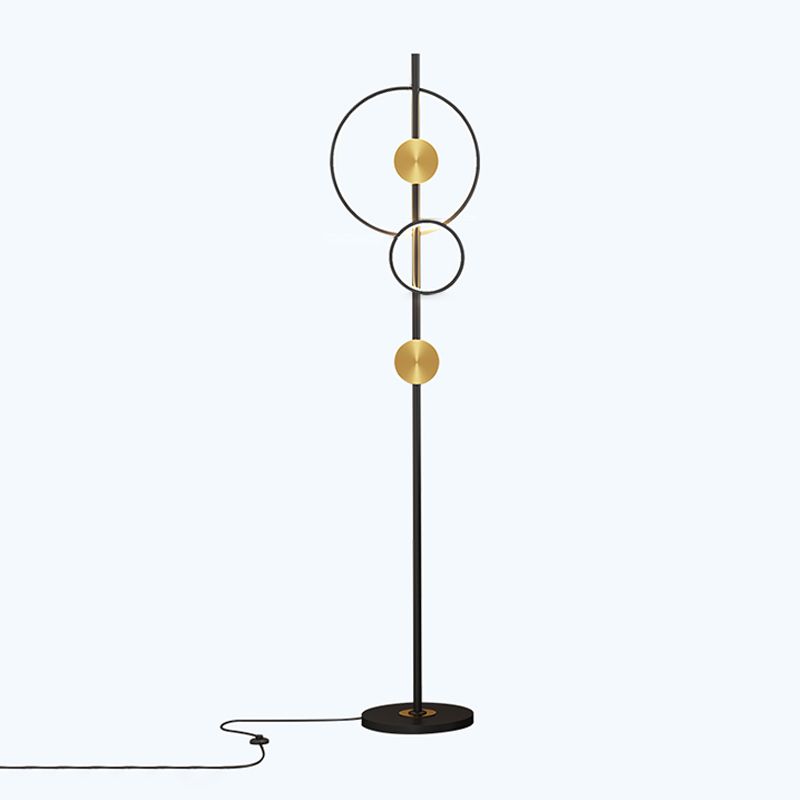 Metal Funnel Shape Floor Lamp Modern Style 2 Lights Floor Lamp Fixture in Black