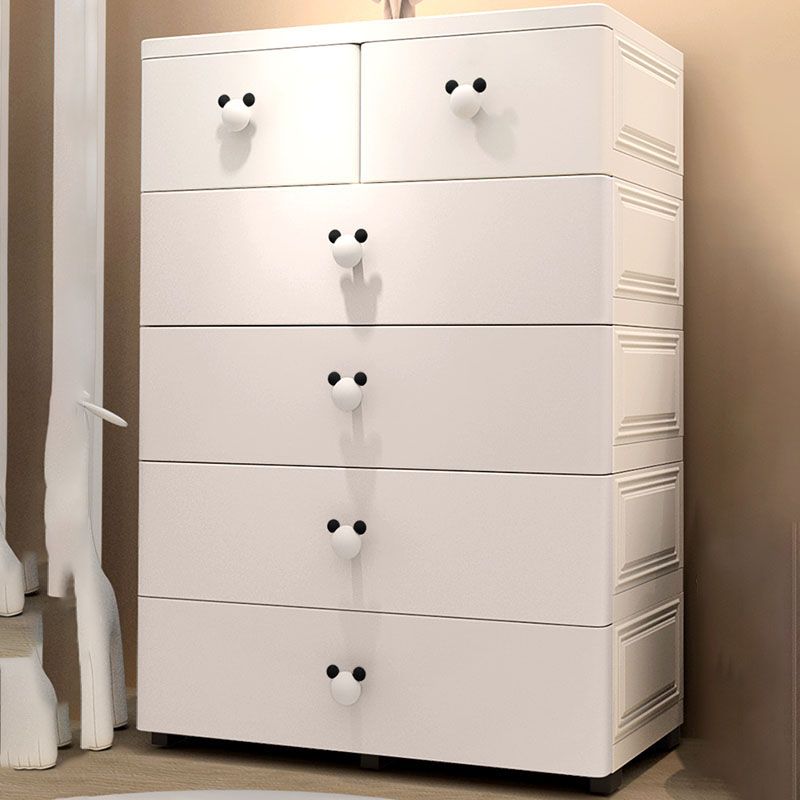 Modern Kids Nightstand Plastic Chest Nursery Dresser with 6 Drawers