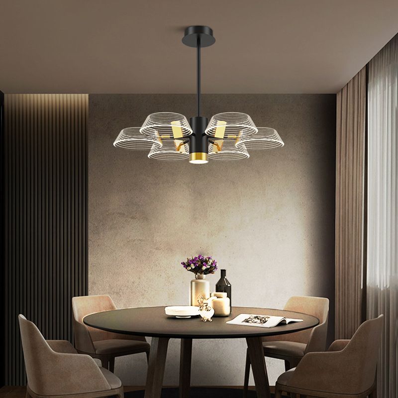 Drum Shape Chandelier Modern Style Metal Multi Light Prowing Lampe pour chambre à coucher