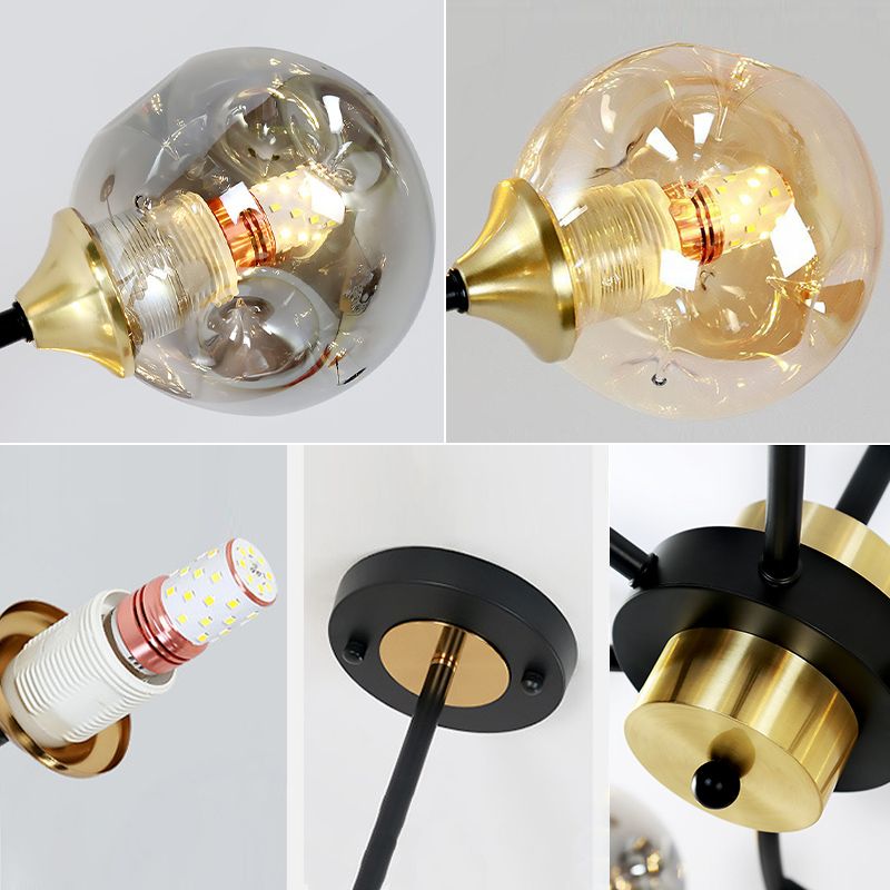 Industrial Multi Lights Chandeliers Pendant Lights with Glass Shade for Sitting Room