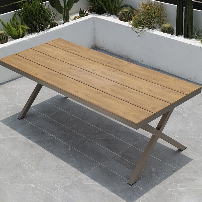 Modern Geometric Waterproof Courtyard Table Plastic Wood Outdoor Table