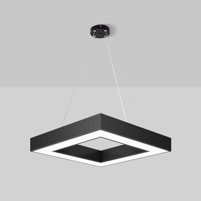 Forme carrée métallique Hanging Light Moderne 1 Lumière luminaire Lumières en noir