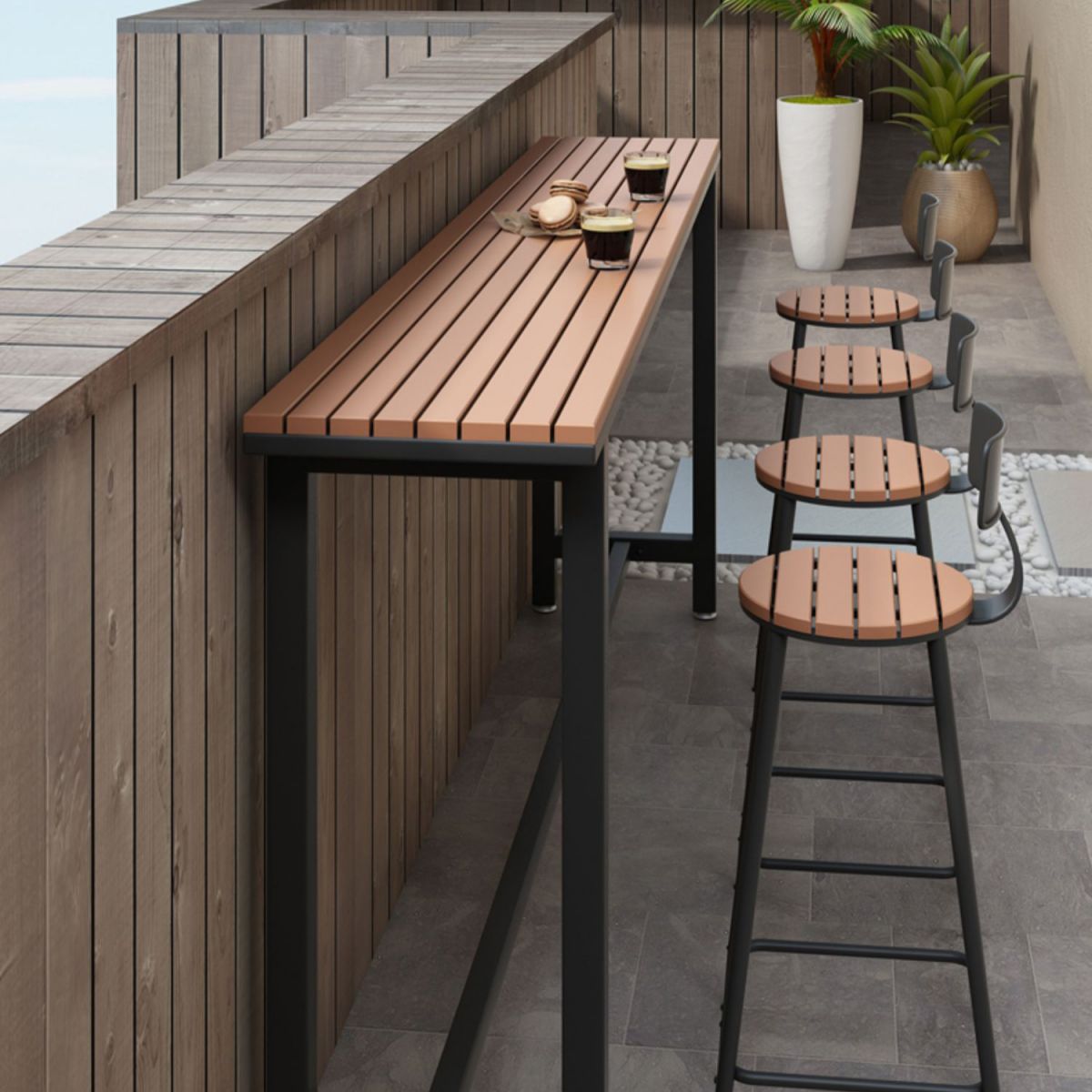 Industrial Style 1/4 Pieces Metal Bar Table Set Reclaimed Wood Bar Set