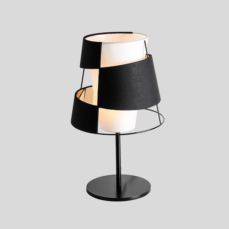 Laser Cut Barrel Metallic Table Light Modernist 1 Head White and Black Finish Nightstand Lamp