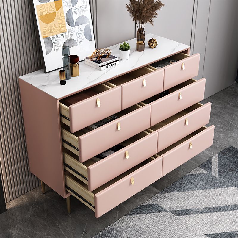 15.6-inch Width Glam Dresser Stone Storage Chest with 9 Drawers