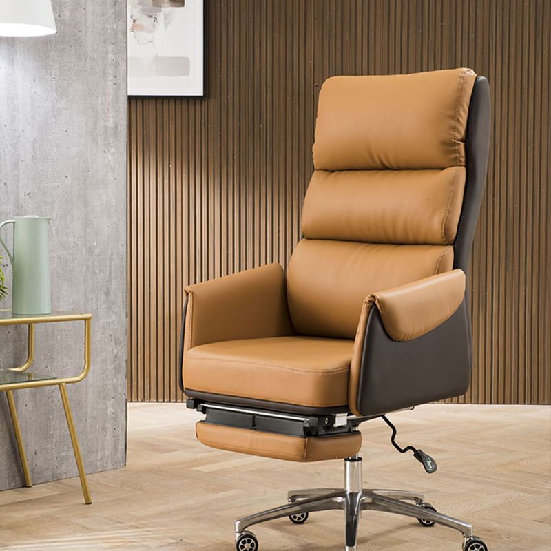 Modern Slide High Back Office Chair Leather Executive Chair with Footrest