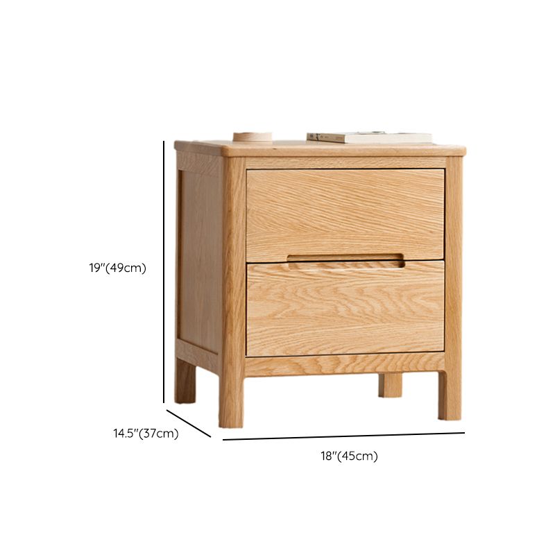 Solid Wood Standard Nightstand in Natural Kids Bedside Table with Drawers