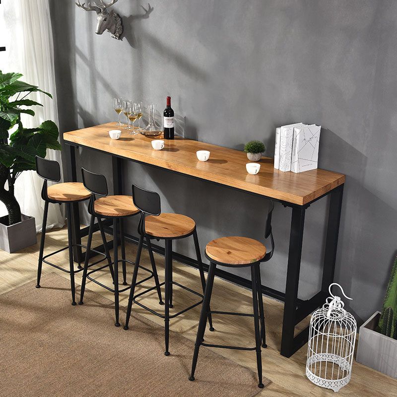 Brown Modern Style Solid Wood and Iron Table Dining Room Bar Table