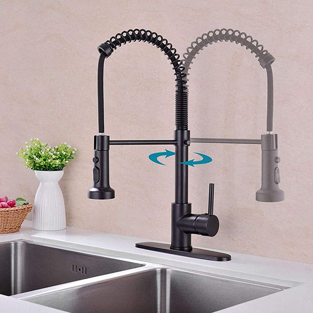 Modern Farmhouse Spring Spout One Handle Kitchen Standard Faucet High Arch Water Filler