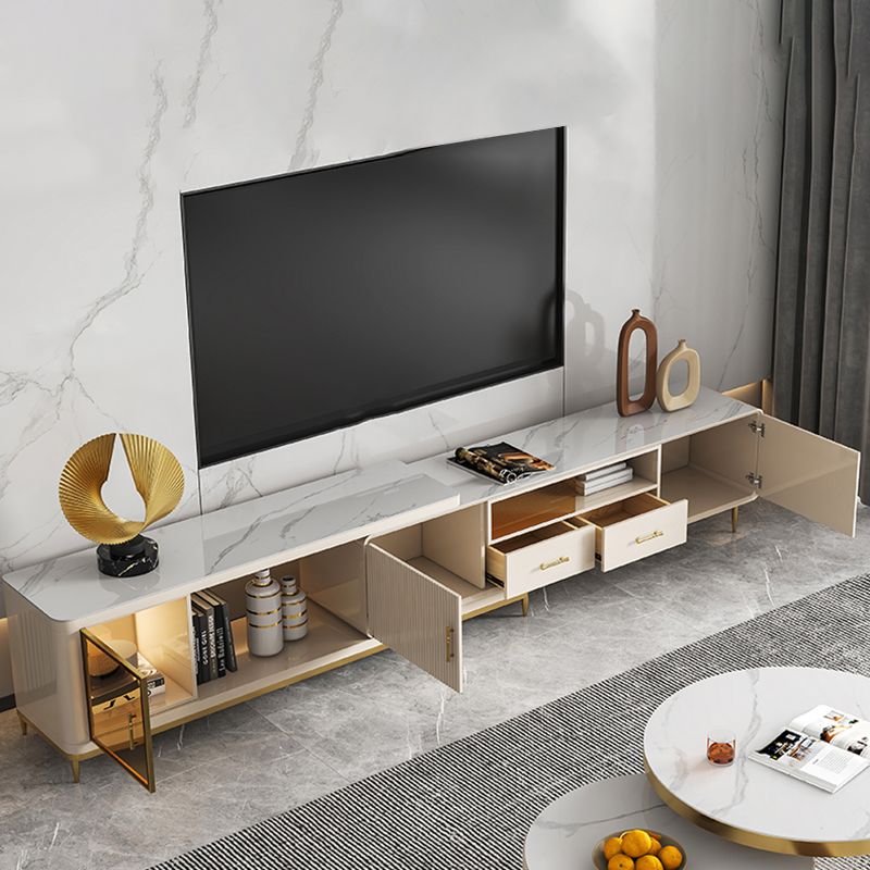 Sintered Stone TV Stand Luxury Home TV Cabinet with Splayed Metal Legs