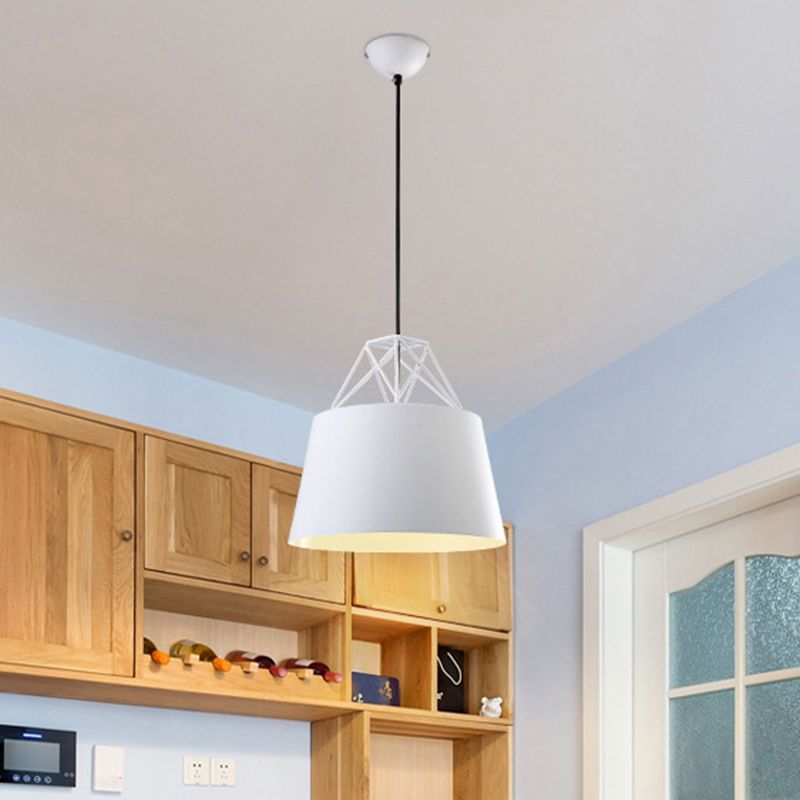 Macaron Tapered Pendant Lighting Fixture Metal Single-Bulb Cafe Ceiling Suspension Lamp