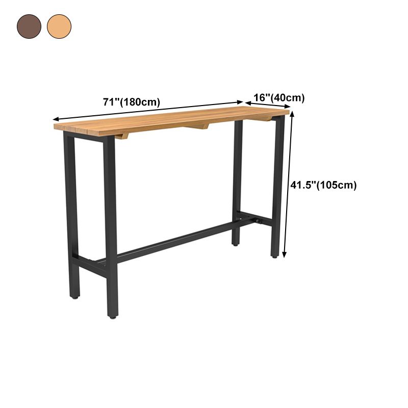 Rectangle Bar Dining Table Contemporary Bar Table with Trestle Base in Black