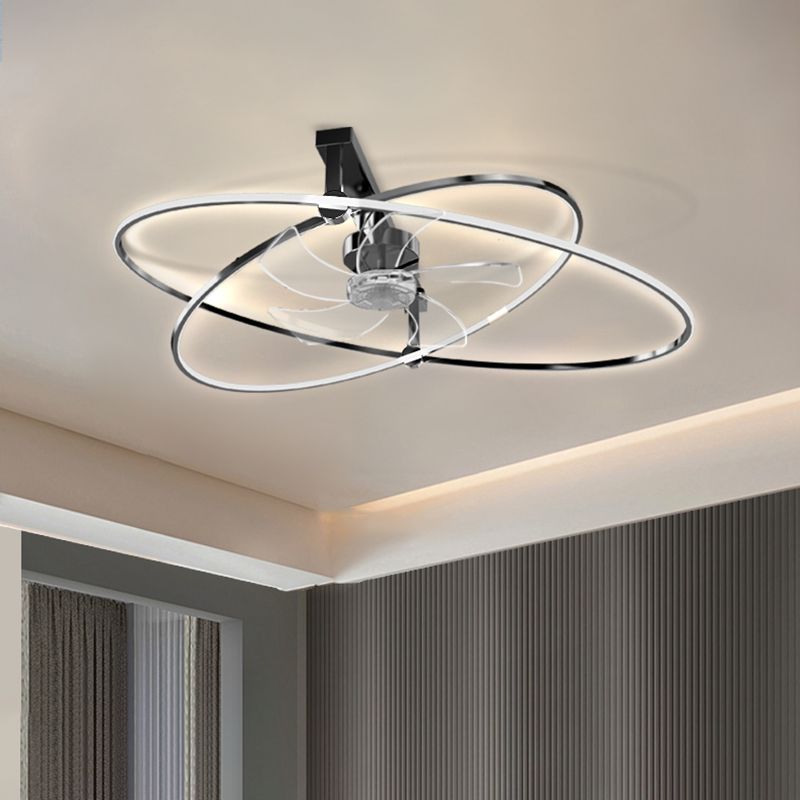 Cross Ellipse Ceiling Fan Metal Contemporary Fan Lighting for Living Room