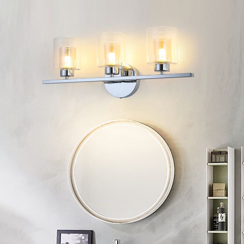 Modern Mirror Front Light 3 Lights Vanity Light with Glass Shade for Bathroom