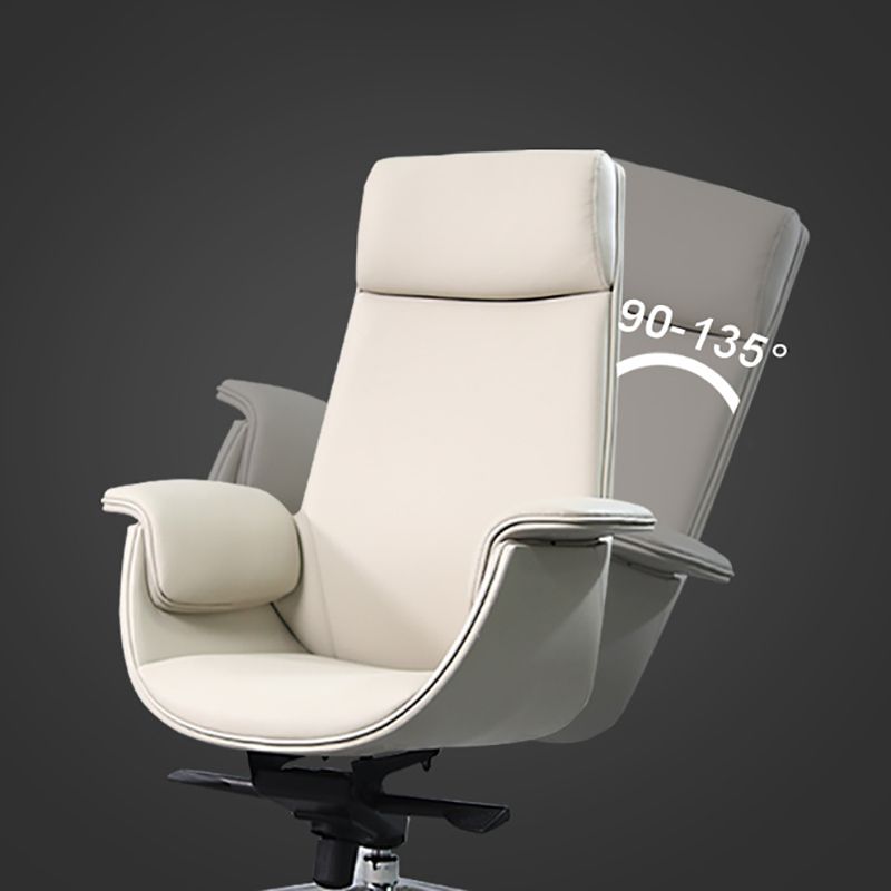 Modern Arms Included Chair High-Back Leather Desk Chair with Wheels