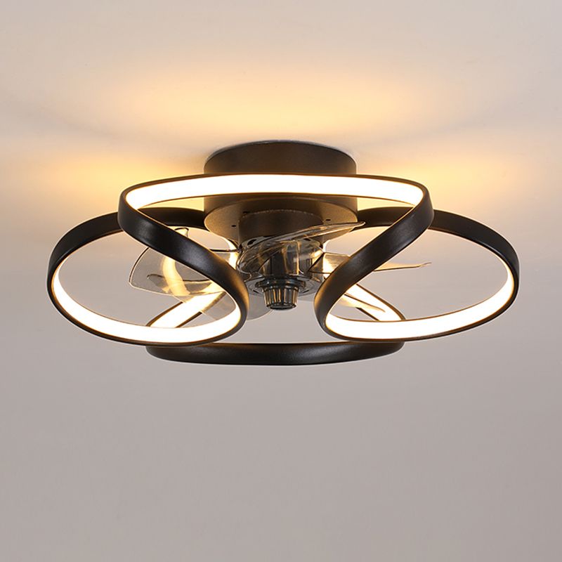 Ventilateur de plafond LED linéaire contemporain Lumière à chasse d'eau simple pour le salon