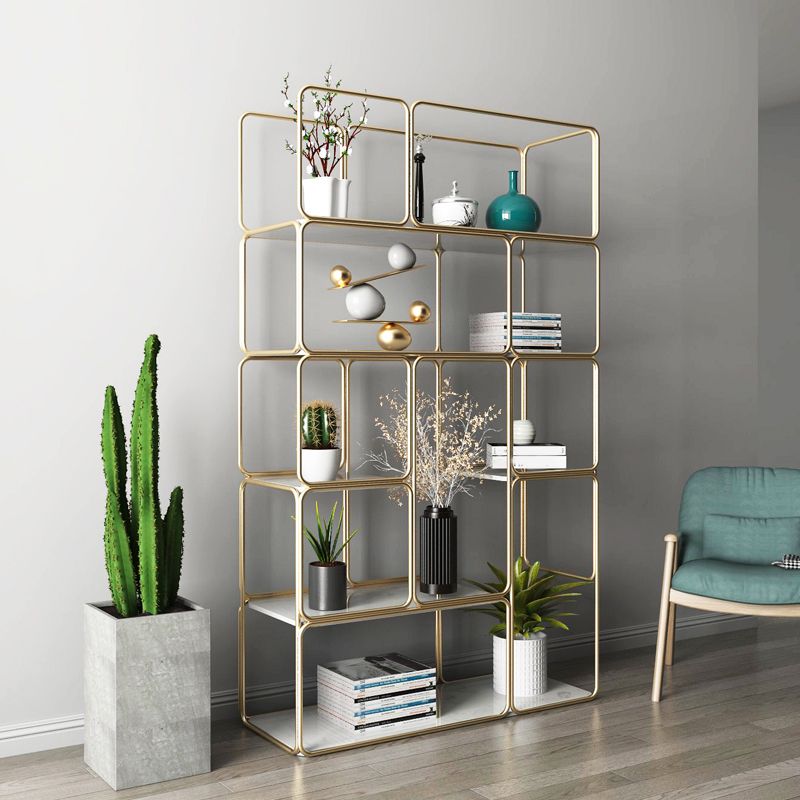 Modern Metal Book Shelf Open Shelf Bookcase with Shelves for Study Room