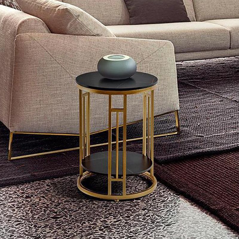 Open Storage Accent Table Nightstand Stone Nightstand for Bedroom