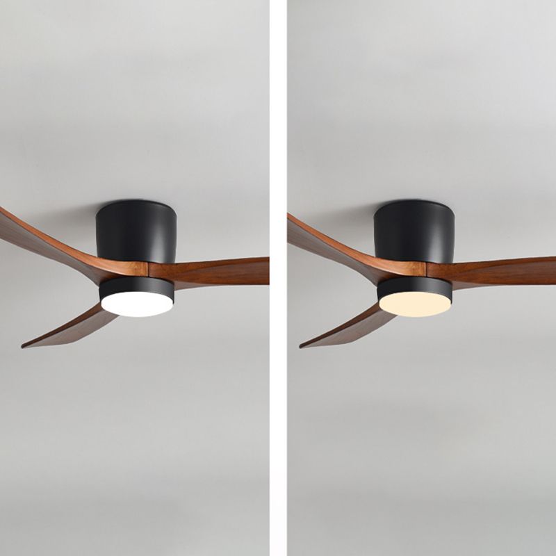 Contemporary Ceiling Fan Light Fixture Wooden LED Ceiling Flush Mount for Bedroom