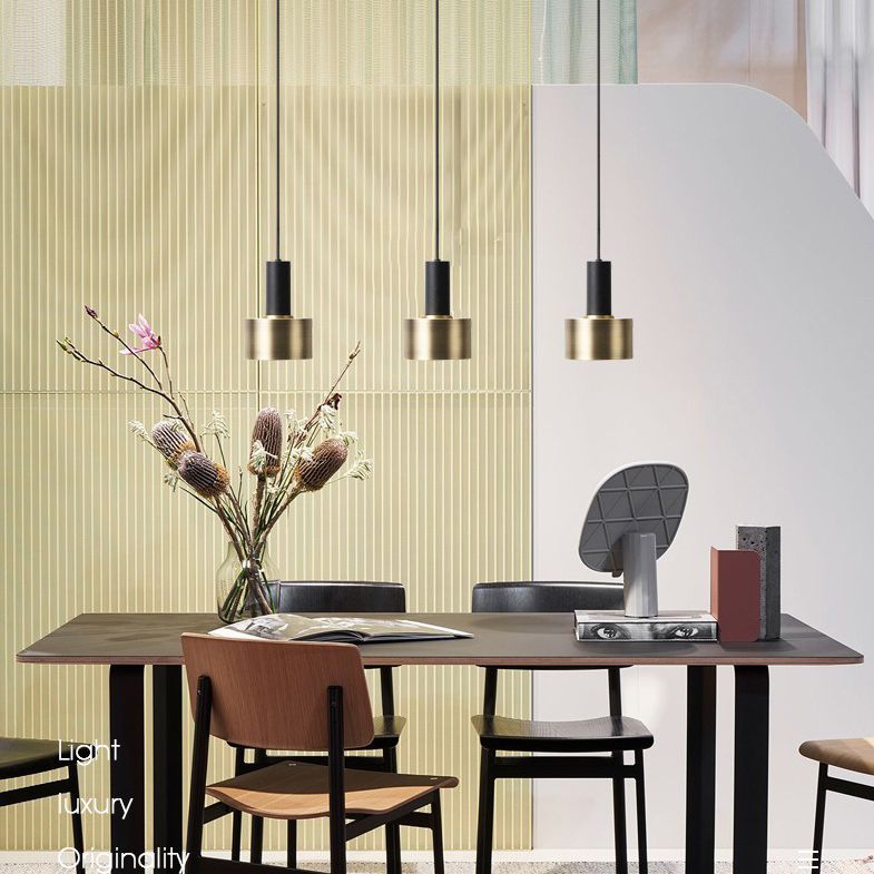 Brass Torchlight Shaped Pendant Lamp Postmodern Metal Hanging Light for Dining Room