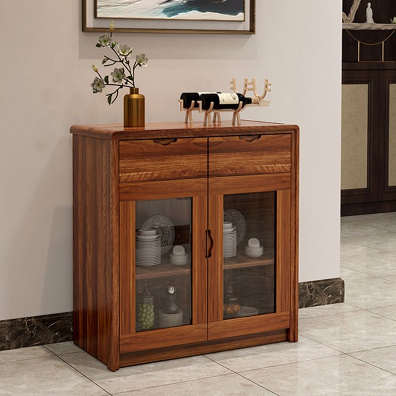 Modern Sideboard in Brown Solid Wood Dining Sideboard with Doors for Living Room