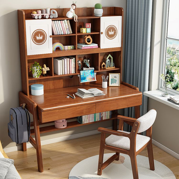 Contemporary Rubberwood Writing Desk with Side Storage Hook Writing Desk