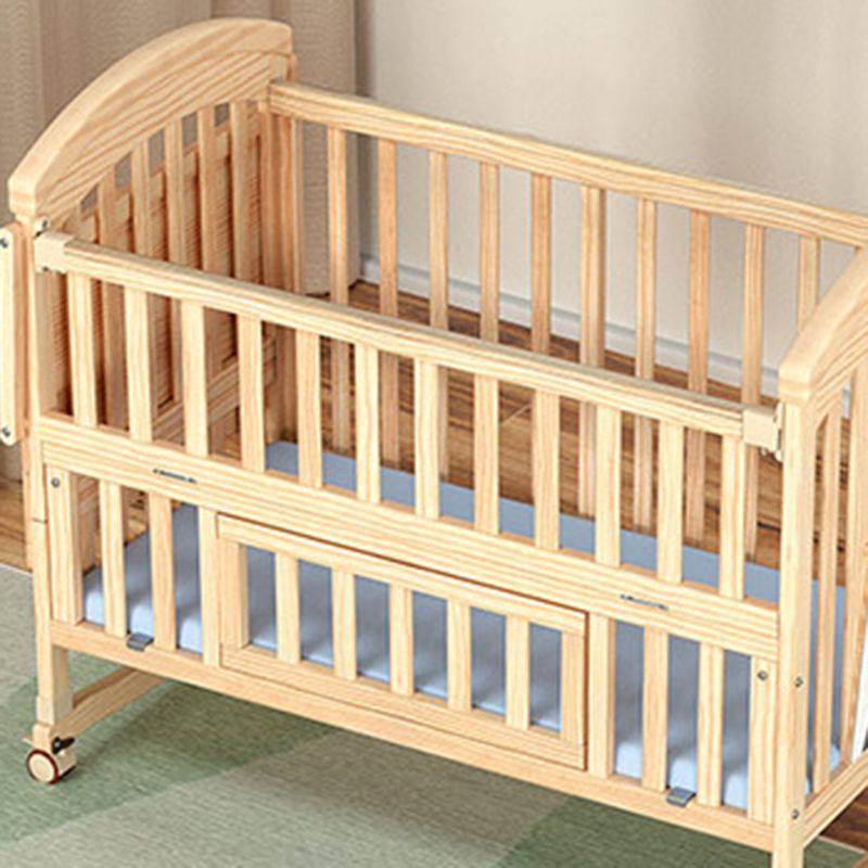 Convertible Modern Baby Crib Pine Arched Crib Nursery Bed with Storage