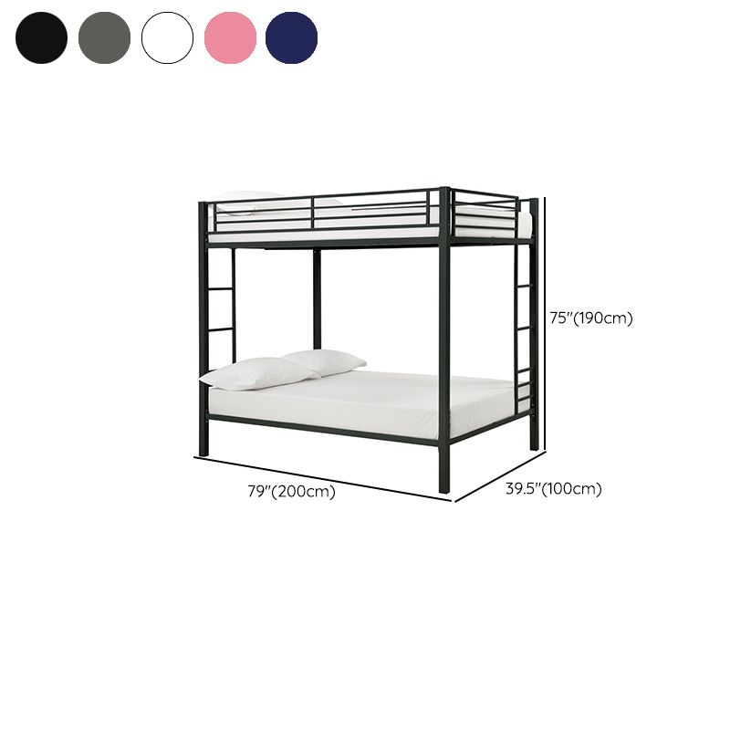 Contemporary Bunk Bed Metal Headboard with Guardrails No Theme Slat Kids Bed