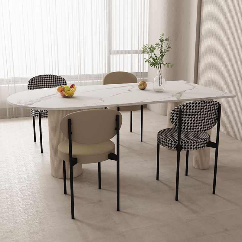 White Oval Top Dining Table Modern Stone Top Dining Table for Dining Room