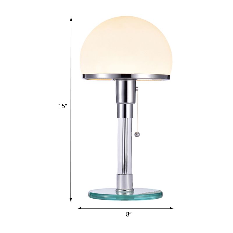 White Glass Mushroom Table Lamp Modernist 1 Head Chrome Finish Desk Light for Bedside