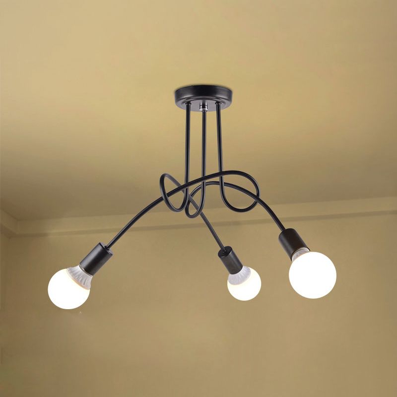 Metal Semi Flush Mount Candelier Minimalista Bombilla expuesta Sala de estar Semi Flush Lighture