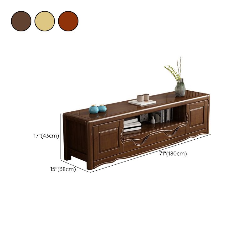 Contemporary Wood TV Stand Open Storage TV Media Stand with Drawers for Living Room