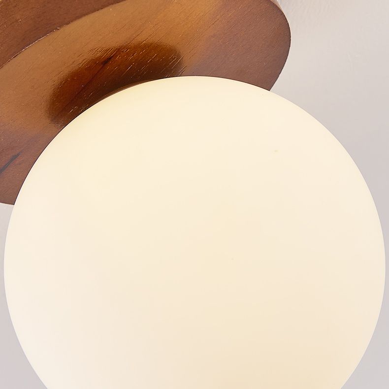 Spherical Ceiling Mounted Fixture Simplicity Style Wood Ceiling Mounted Light