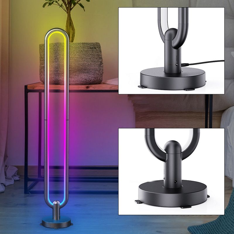 Oval geformte Bluetooth -Bodenlicht moderne Metallschlafzimmer RGB Stehlicht