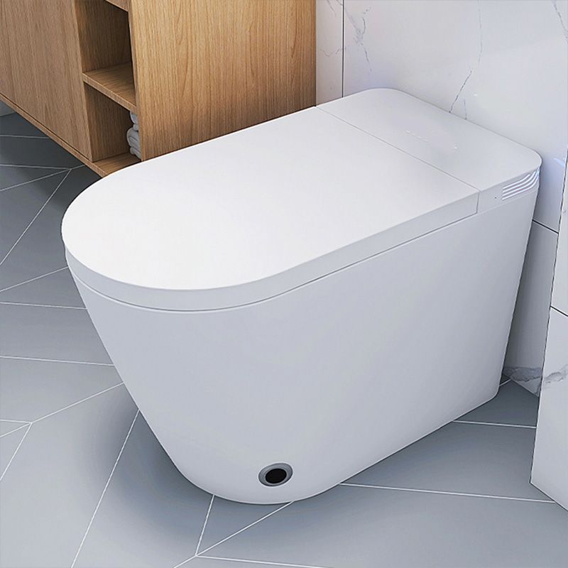 White Elongated Floor Standing Bidet with Warm Air Dryer and Heated Seat