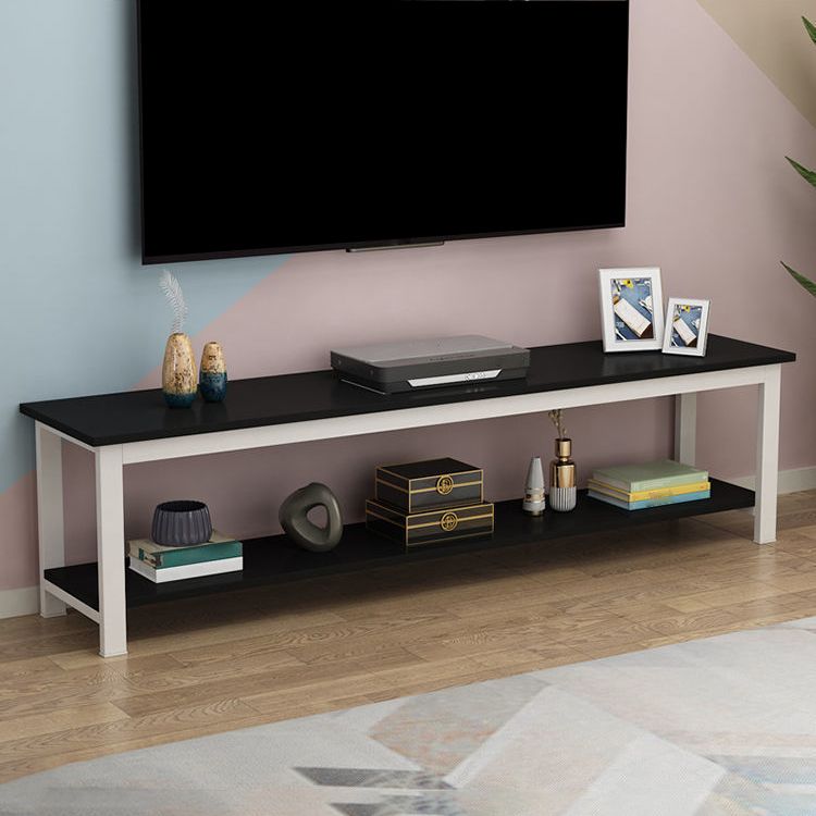 Scandinavian Engineered Wood Media Console with Shelves Matte Finish TV Media Stand