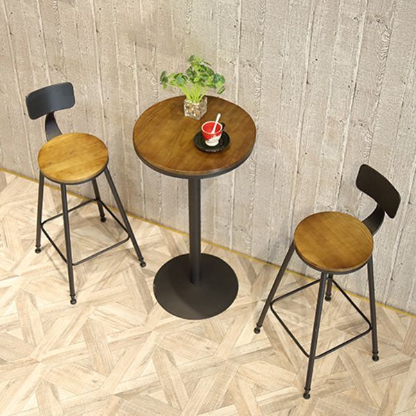 Industriële black metalen balktafel hout 21.6 "W top indoor voetstuk bistro tafel