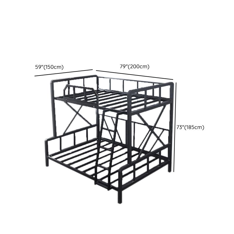 Queen Over Queen Standard Bunk Bed Modern Metal Bunk Bed in Black