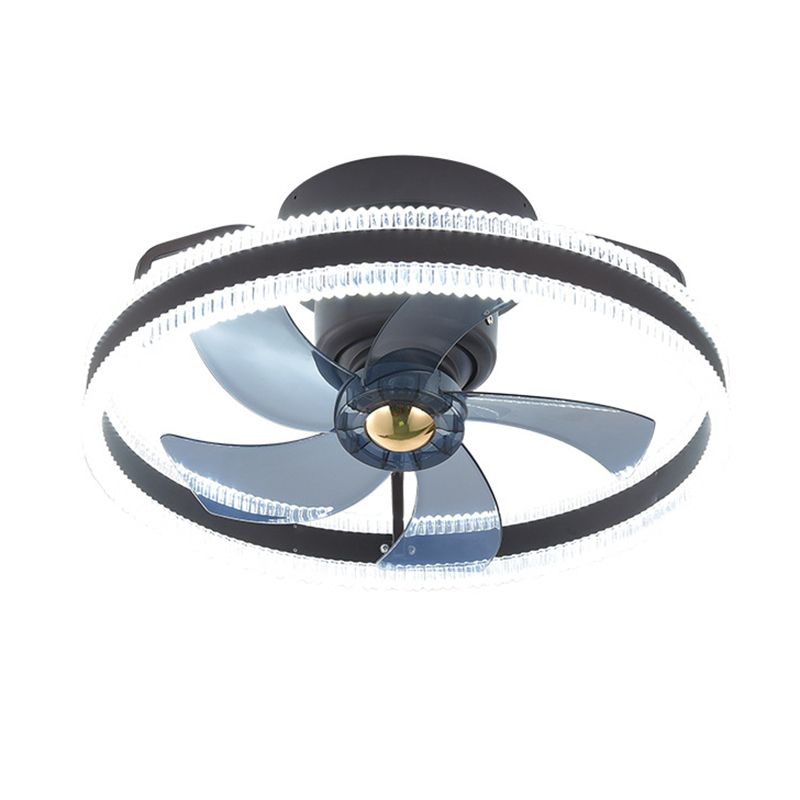 5-Blade Modern LED Ceiling Fan Metallic Black Fan with Light for Home