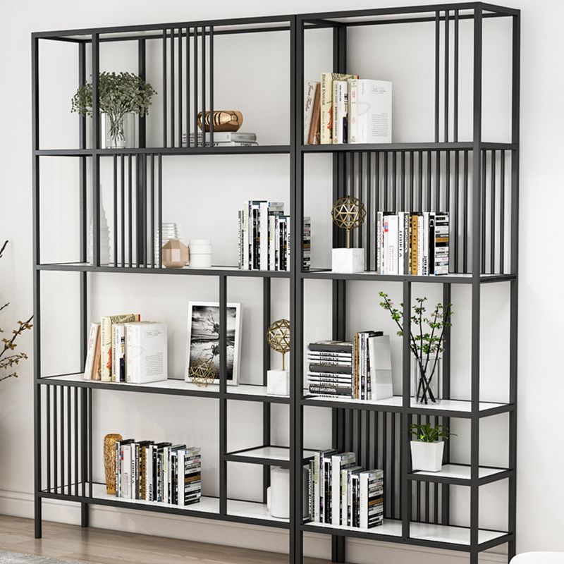 Metal Open Back Bookshelf Industrial Vertical Bookcase for Living Room